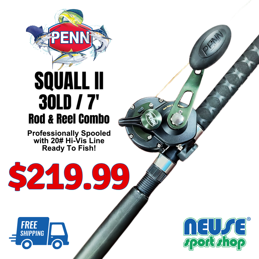 Penn Squall II 30LD 7' Rod Reel Combo w/20lb Hi-Vis – Neuse