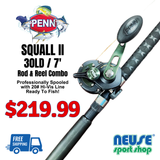 Penn Squall II 30LD - 7' Rod & Reel Combo w/20lb Hi-Vis