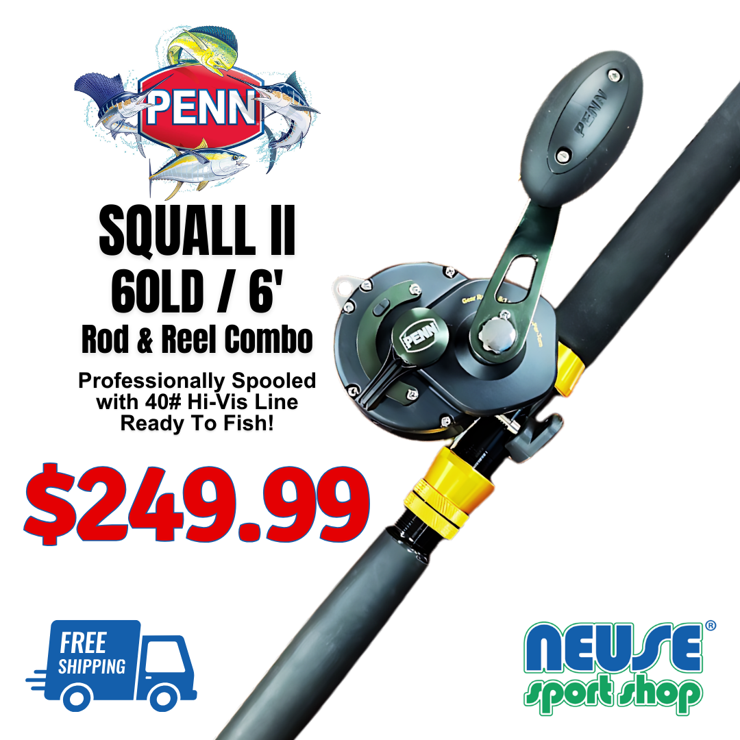 Penn Squall II 60LD - 6' Rod & Reel Combo w/40lb Hi-Vis – Neuse