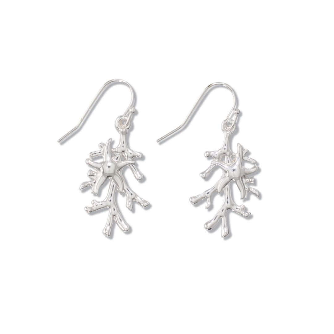 Earrings-Silver Shiny Coral
