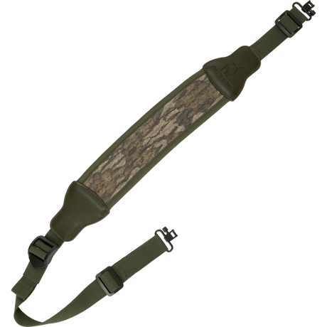 Green camouflage gun sling on a white background