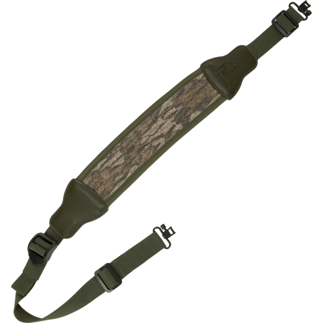 Green camouflage gun sling on a white background