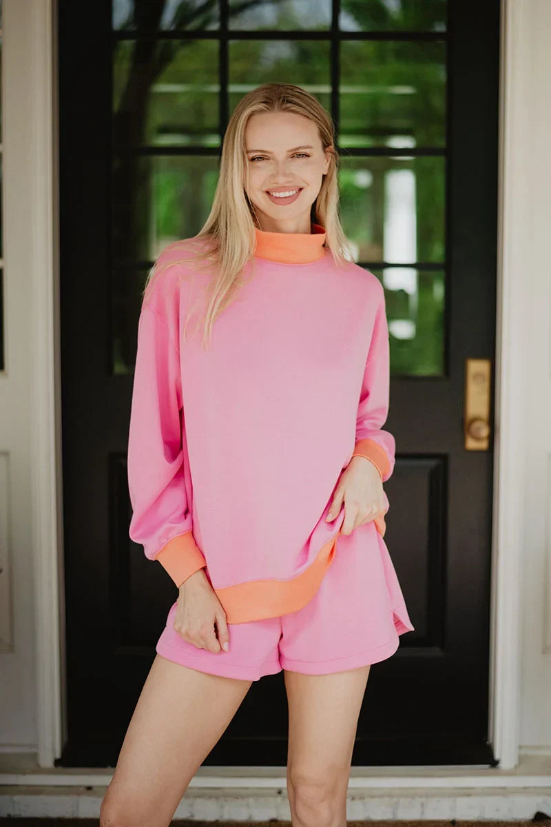 Katydid Pink & Orange Duo Mockneck Shorts