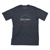 Dark gray t-shirt with Fathom logo on a white background