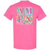 Southern Couture Classic Pattern Square Amen Tee - Safety Pink