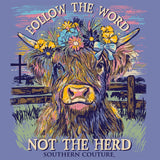 Southern Couture Classic Follow the Word Cow Tee - Violet