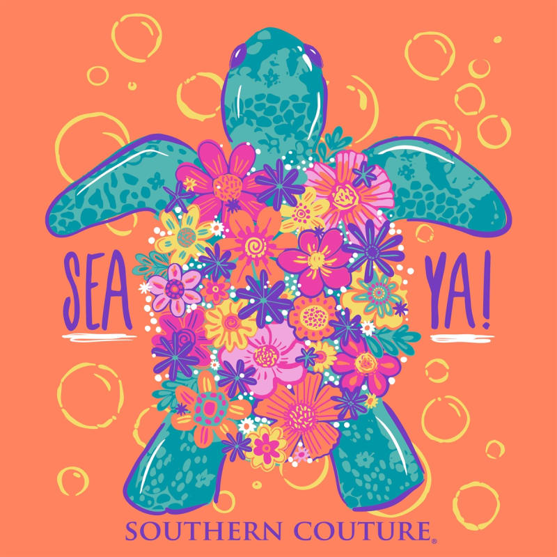 Southern Couture Comfort Sea Ya Turtle Tee - Melon