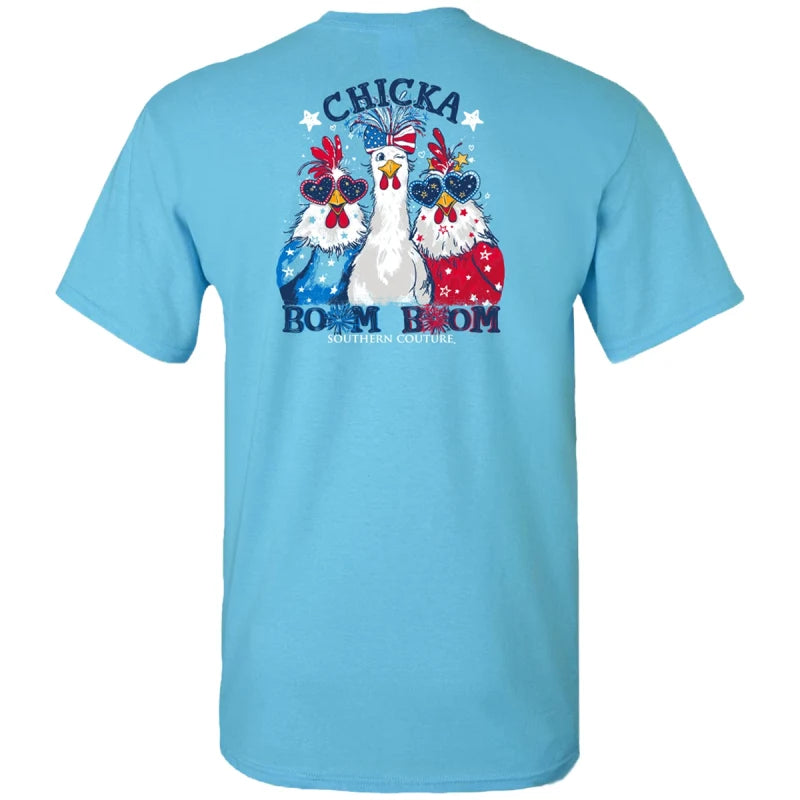 Southern Couture Classic Chica Boom Boom  Tee - Sky
