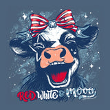 Southern Couture Soft Red White and Moo Tee - Indigo
