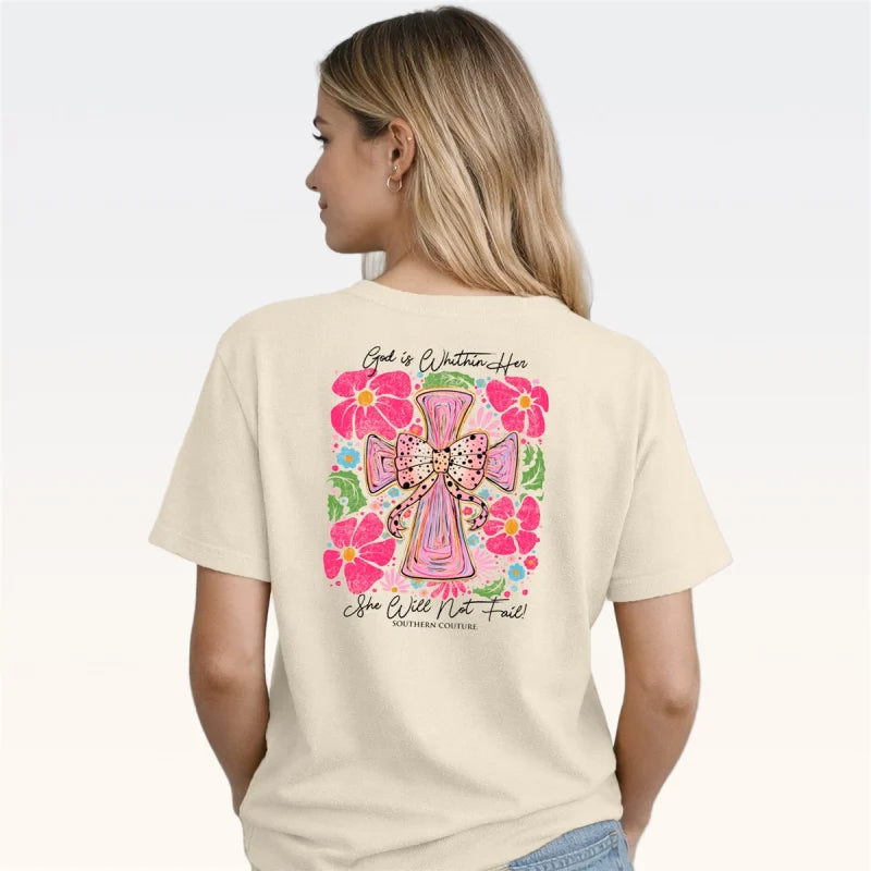 Southern Couture Comfort God Is Within Her Tee  - Ivory
