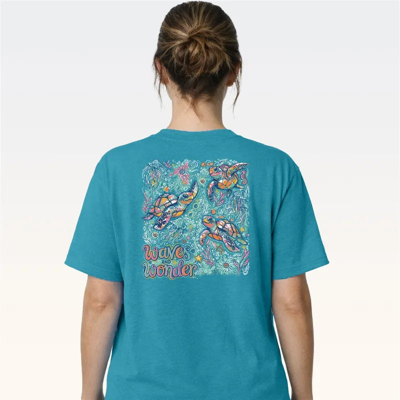 Southern Couture Classic Waves and Wonder Tee  - Tropical Blue