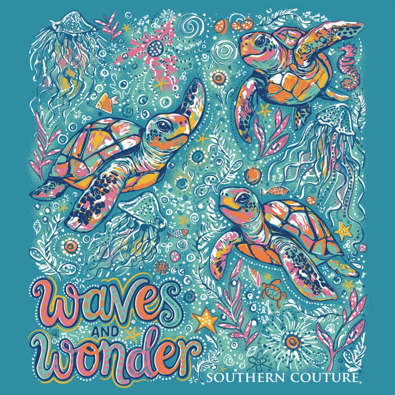 Southern Couture Classic Waves and Wonder Tee  - Tropical Blue