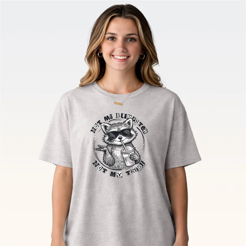 Southern Couture Soft Not My Dumpster Racoon Tee - Ice Grey
