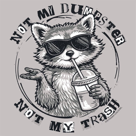 Southern Couture Soft Not My Dumpster Racoon Tee - Ice Grey