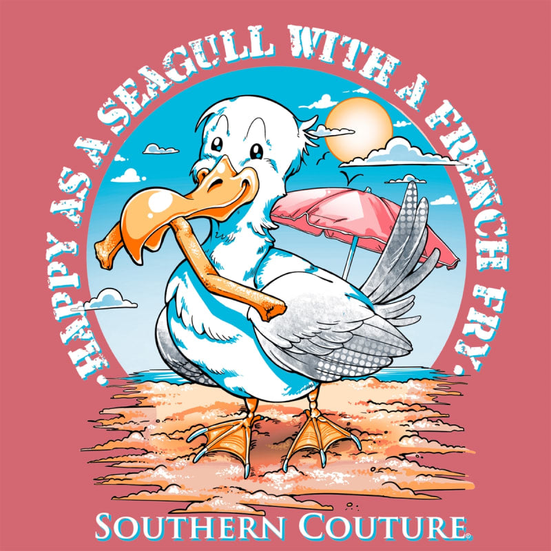 Southern Couture Classic Happy As A Seagull Tee - Coral Silk