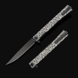Ocaso Engraved Titanium Solstice - Scroll + Black Blade Knife