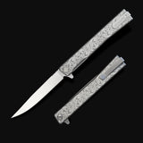 Ocaso Engraved Titanium Solstice - Scroll + Satin Blade Knife