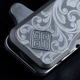 Ocaso Engraved Titanium Solstice - Scroll + Satin Blade Knife