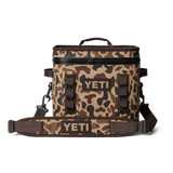Camouflage-patterned YETI cooler bag on a white background