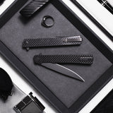 Ocaso Solstice - Carbon Fiber / Black Straight Blade Knife