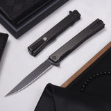 Ocaso Solstice - Titanium / Black Straight Blade Knife