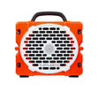 Orange and black portable speaker with 'TurtleBox' branding on a white background