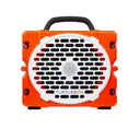 Orange and black portable speaker with 'TurtleBox' branding on a white background