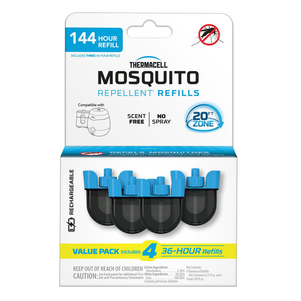 Thermacell Rechargeable Mosquito Repellent Refill - 36 HR Four Pack