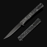 Ocaso Engraved Titanium Solstice - Topo + Black Blade Knife