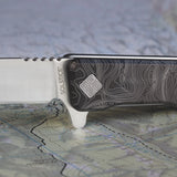 Ocaso Engraved Titanium Solstice - Topo + Satin Blade Knife