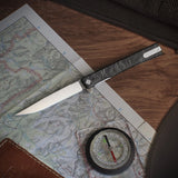 Ocaso Engraved Titanium Solstice - Topo + Satin Blade Knife