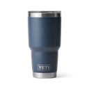 Blue YETI tumbler on a white background