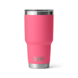Pink YETI tumbler on a white background
