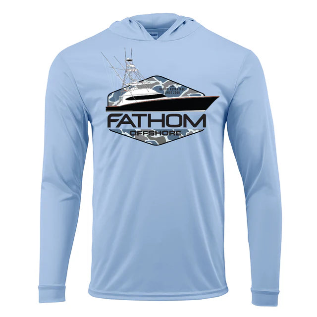Fathom Offshore Youth Sporty Camo Performance Hooded Shirt