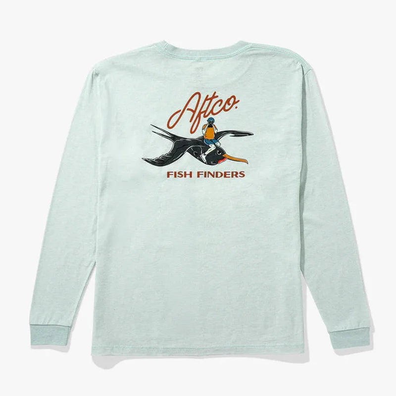 Aftco Youth Fish Finders Long Sleeve Shirt - Glass Heather Small