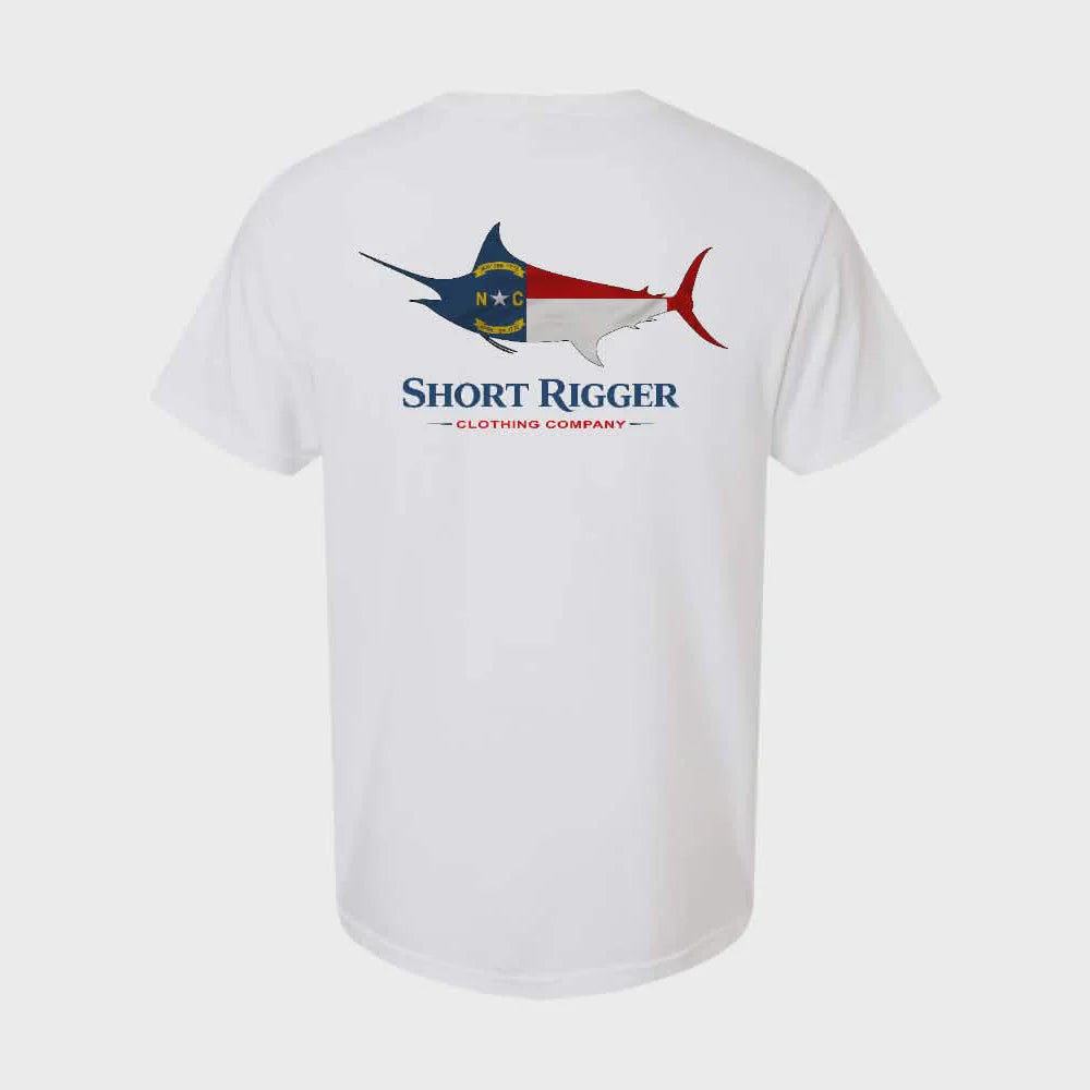 Short Rigger Marlin Nc Flag Tee - White