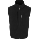 Black vest with a brand logo on a white background