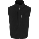 Black vest with a brand logo on a white background