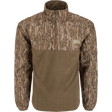 Camouflage pullover jacket with a brand logo on a white background