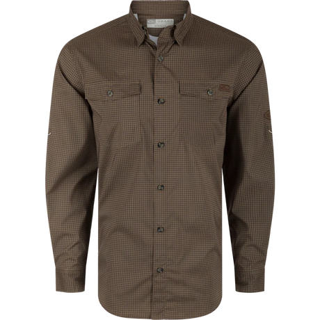 Brown checkered shirt on a white background