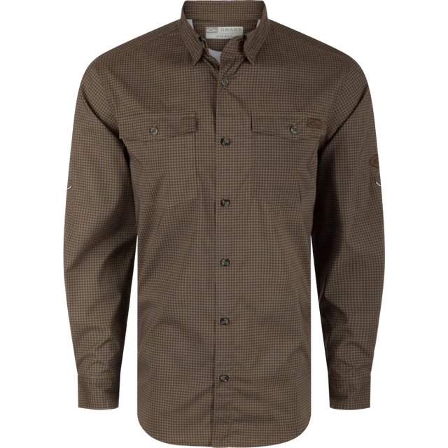 Brown checkered shirt on a white background