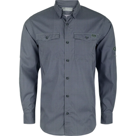 Checkered shirt with brand logo on a white background