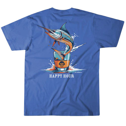 Salt Monkey Happy Hour Marlin Tee - Deep Sea Blue