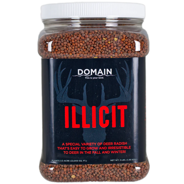 Jar of Domain Illicit deer radish with a white lid on a white background