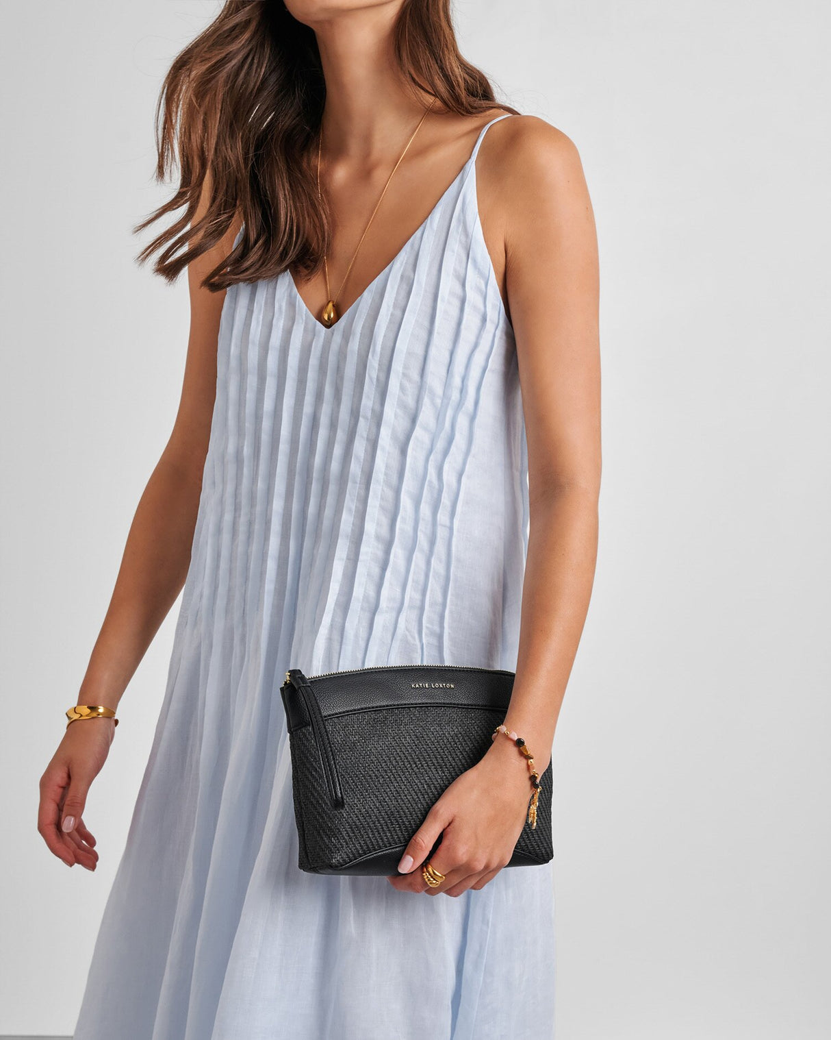 Katie Loxton Wristlet Raffia Clutch Black