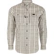 Plaid shirt with buttons on a white background