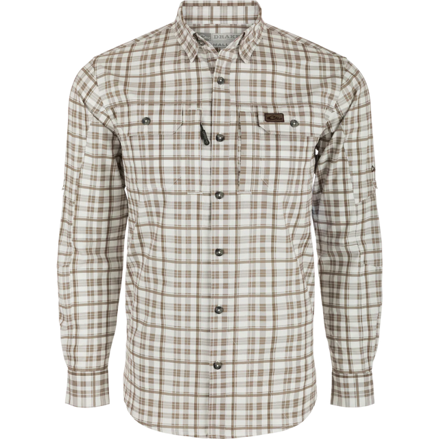 Plaid shirt with buttons on a white background