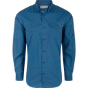 Blue checkered shirt with brand logo on a white background