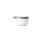 White bowl with a silver rim on a white background