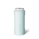 Light blue can cooler with white lid on a white background